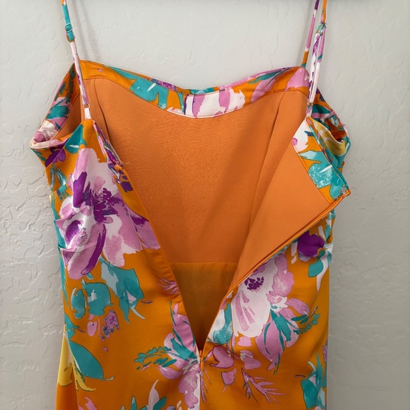ASTR the Label Cerinthe Satin Floral Mini Dress in Orange - Picture 13 of 17
